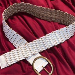 Woven leather belt